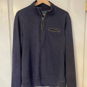 Hydrogen Men's Quarter Zip Pullover Sweatshirt Navy Blue Heather Large